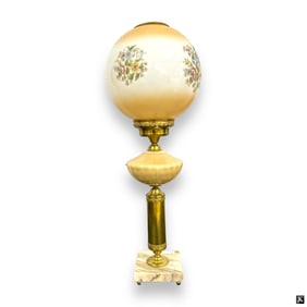 Vintage Electric Oil Lamp with Globe Shade