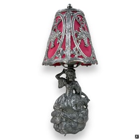 Vintage Cast Metal Figural Boudoir Lamp
