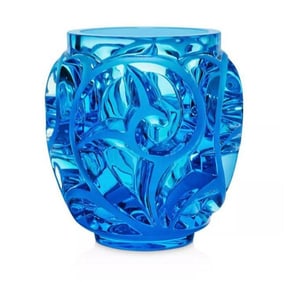 Lalique Pale Blue Tourbillon Vase