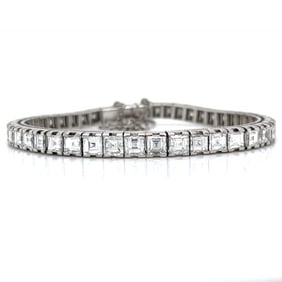 Art Deco Platinum 13.00 Ct. Ascher-cut Diamond Ten