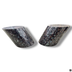 Two Karl Springer Tiled Mother of Pearl End Tables