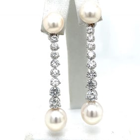 Platinum South Sea Pearl & Diamond Earrings