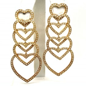 18K Yellow Gold Diamond Heart Earrings