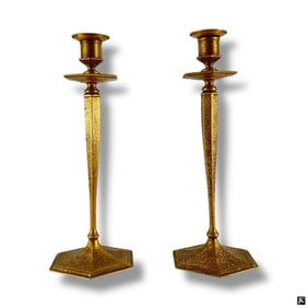 Tiffany Studios Gilt Bronze Candlesticks