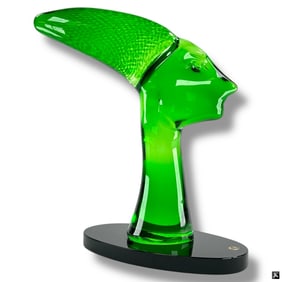 Zanetti Green Murano Face Sculpture