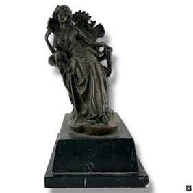 Vintage MILO Bronze Figure "Girl in Chair"
