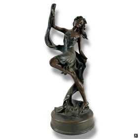 Modern Resin Faux Wood Figurine "Dancing Girl"