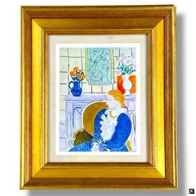 Matisse Offset Lithograph Blue Dress in Ochre...