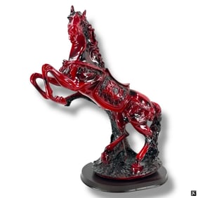 A large Lacquered Red Horse sculpture