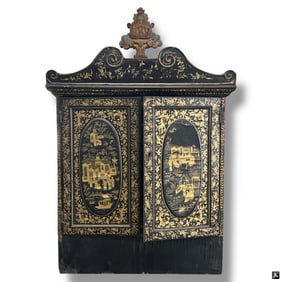 19C Chinoiserie Lacquered Curiosity Cabinet