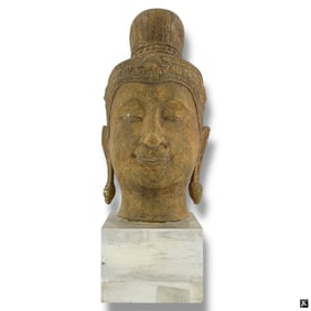 Modern Buddha Head Resin Sculpture
