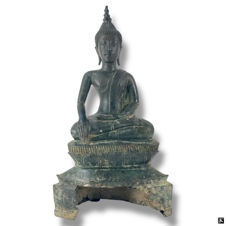 Antique Clay Filled Bronze Buddha (1 of 4)