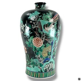 Large Chinese Famille Noir Baluster Vase