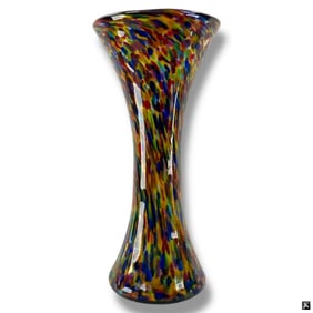 Czech Large Spatter Art Glass Vase