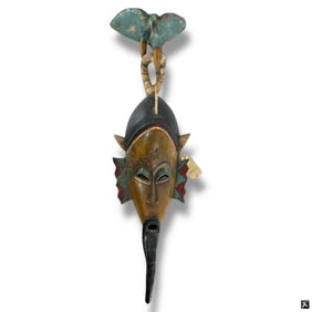Vintage Ivory Coast Senufo Polychrome Wood Mask