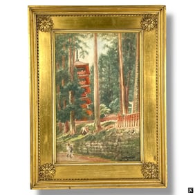 M. Kawakuro Japanese Watercolor/Paper "Pagoda"