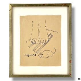 after: Andy Warhol Ink drawing "Feet & Mouse"