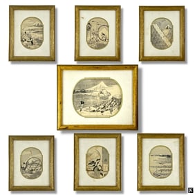 8 Hokusai Prints from 100 Views of Mt Fuji