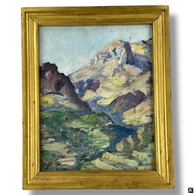 Continental School Oil/Board "Mountain Landscape"