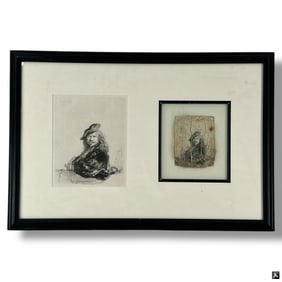2 Framed Rembrandt Engravings "Self Portrait"