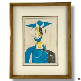 After Roy Lichtenstein Ink & WC Femme au Chapeau