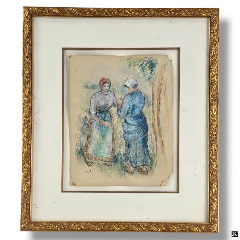 Camille Pissarro Aquarelle Peasant Women (1 of 6)