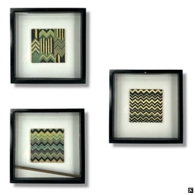 3 Framed Antique Ceramic Tiles