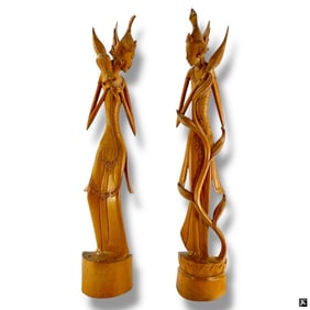 African Carved Wood, Pair