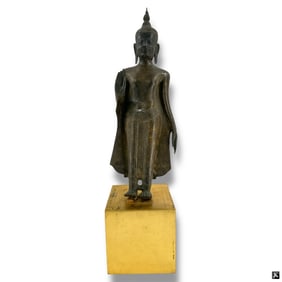 Antique Thai Bronze Buddha Figure on Base