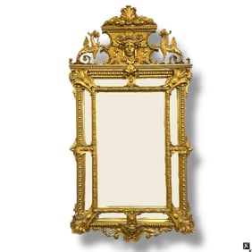 Antique Louis XV Style Gilt Wood Figural Mirror