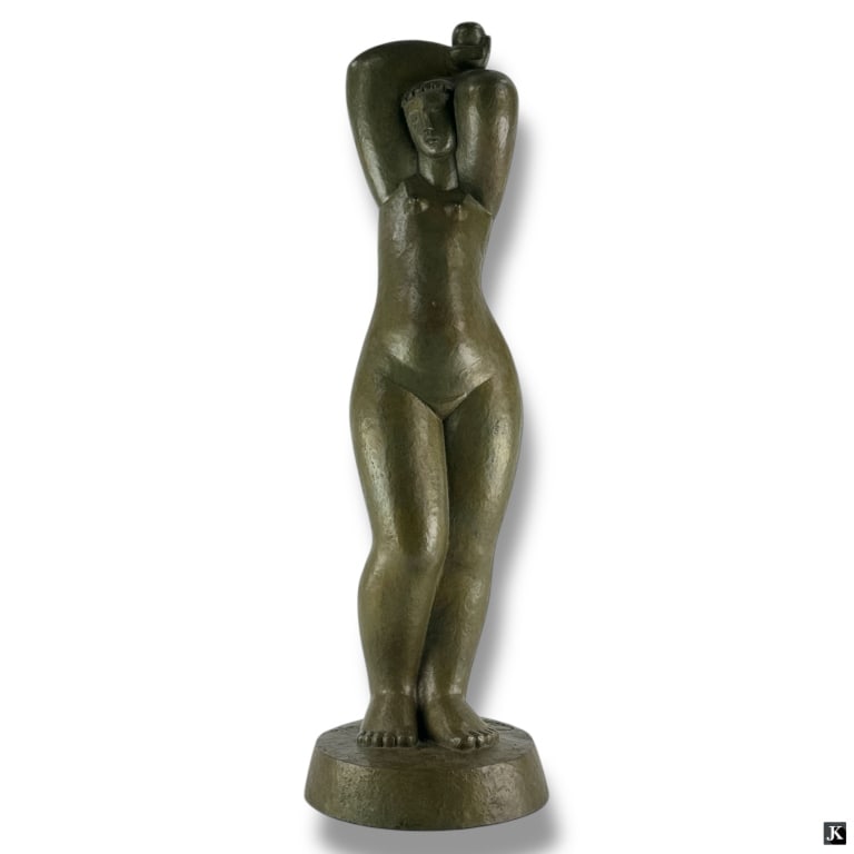 Cameron Douglas Bronze "Front Step" '97: Cameron Douglas, British (b. 1957) Bronze "Standing Nude" '97. Signed and numbered on base Cam '97 6/6. Very good condition. Measures 18" H. LA/B13/SH: