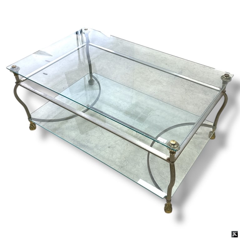 Hollywood Regency Style Glass Top Coffee Table (1 of 3)