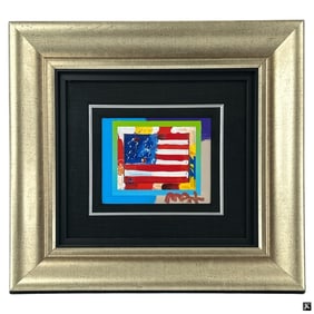 Peter Max Mixed Media "Flag With Heart"