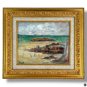 Maximilien Luce Oil on Board "Beach Scene"