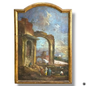 Follower of Canaletto Oil on Canvas "Capriccio"
