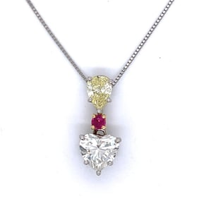 Platinum & 18K Diamond and Ruby Necklace