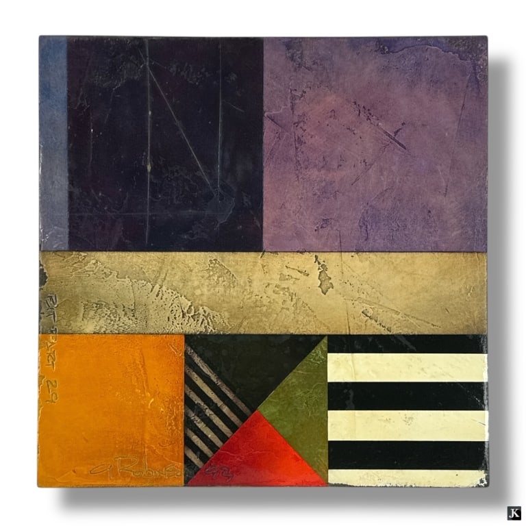 Gregg Robinson Dry Pigment on Plaster Bit Part 29: Gregg Robinson, American (b. 1948) Dry Pigment on Plaster "Bit Part 29". Signed, dated '93. Good condition. Measures 16" x 16". LA/B13/RR