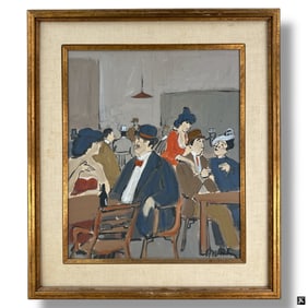 Isaac Maimon Oil on Canvasboard "Society Cafe"