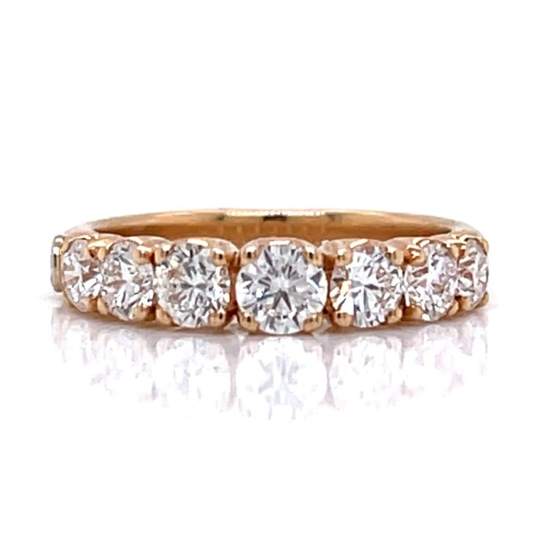 CRIVELLI 18K Rose Gold 1.40 Ct. Diamond Anniversar: CRIVELLI 18K Rose Gold 1.40 Ct. Diamond Anniversary Ring Weighing 5.3 grams Set with 8 Diamonds weighing app. 1.40 Ct. F-G Color, VVS-VS Clarity Ring Size 6.75 Item # 11879