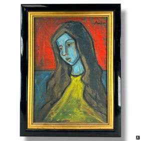 Irving Amen Oil on Canvas "Portrait of a Girl"