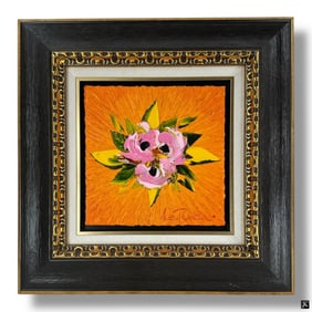 Alexandre Renoir Acrylic on Canvas "Pink Flower"