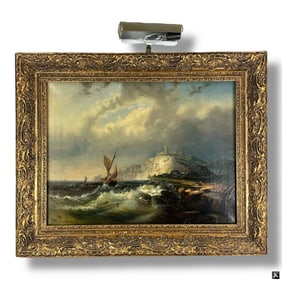 19C Continental Oil on Canvas "Wreck on the Reef"