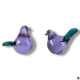 Pair Italian Cenedese Art Glass Birds
