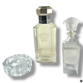 3 Pieces Versace Medusa Glass Objects
