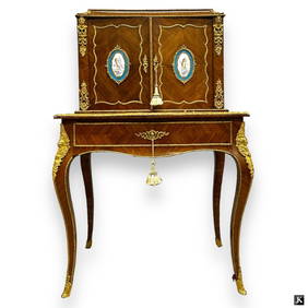 19th C French Napoleon III Sevres Mounted Desk (1 of 7)