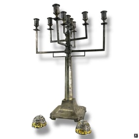 Silver Plate Menorah, Judaica Candleholders