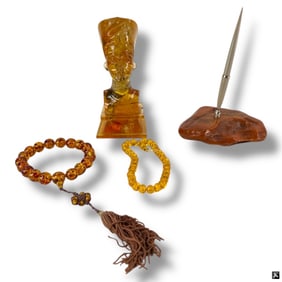 4 Piece Vintage Amber Lot