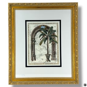 Decorative Framed Color Print "Palm Tree on Map"