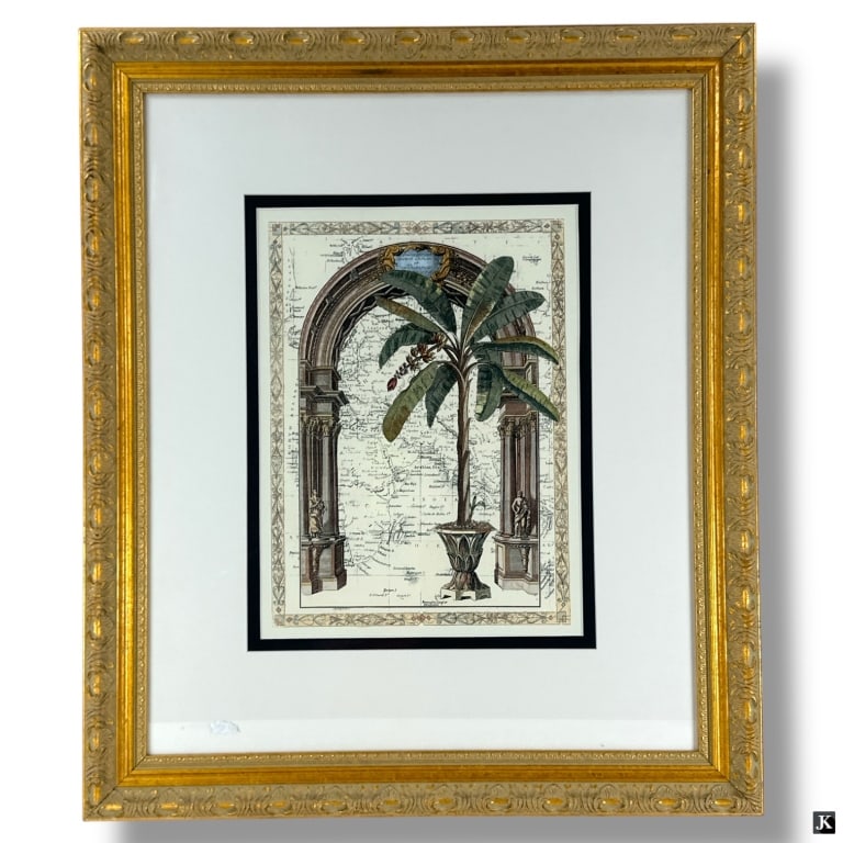 Decorative Framed Color Print "Palm Tree on Map" (1 of 4)