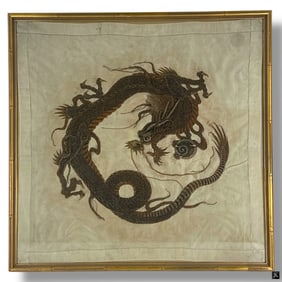 Antique Japanese Silk "Dragon" Embroidery Panel